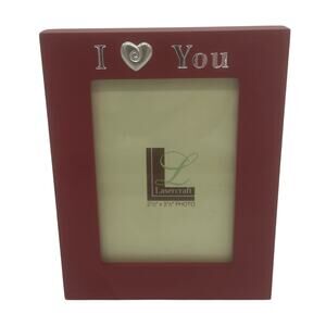 Vintage Red Wood Laser Craft Frame with I "heart" You